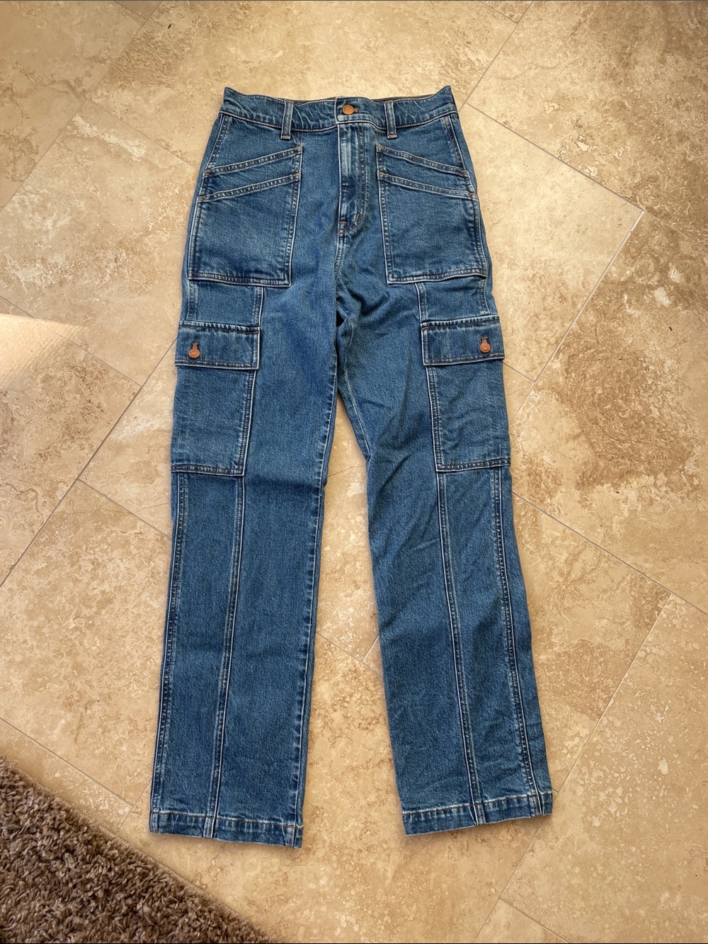 Madewell Blue 90s Straight-Leg Cargo Jeans